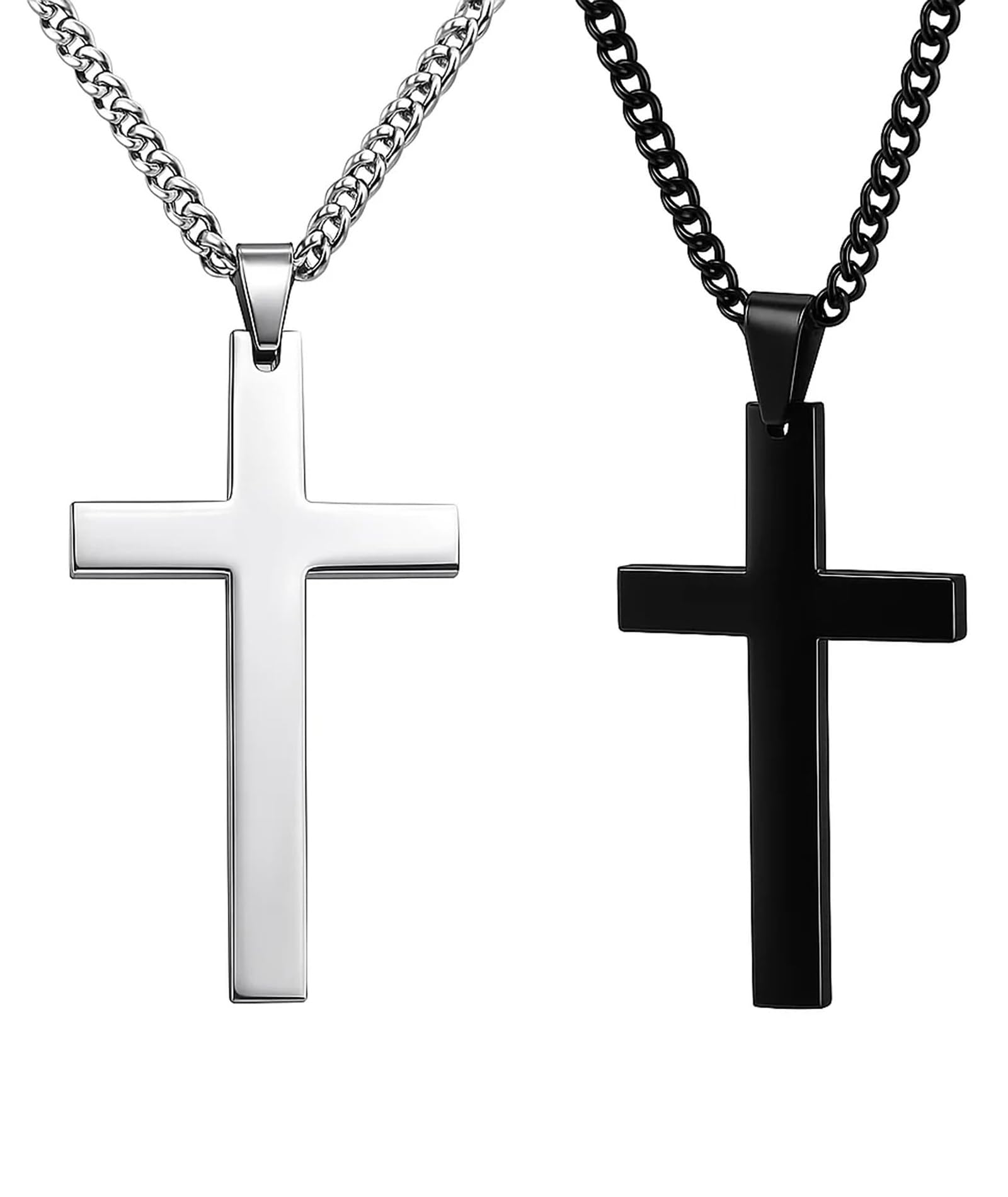 2pcs Cross Chain for Men, Classic Cross Pendant Necklace, Stylish Unisex Cross Chain Jewelry for Gift Giving, 60cm Length, Black and White Two Colors-image-16