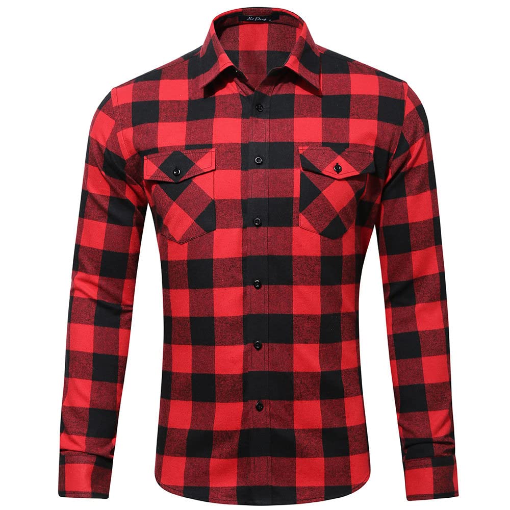 Camicia In Cotone A Maniche Lunghe Da Uomo,Camicia Casual Da Uomo A Maniche Lunghe, Camicia Casual Scozzese Da Esterno In Flanella Da Uomo Camicia Casual Da Uomo Morbida E Confortevole Con Colletto