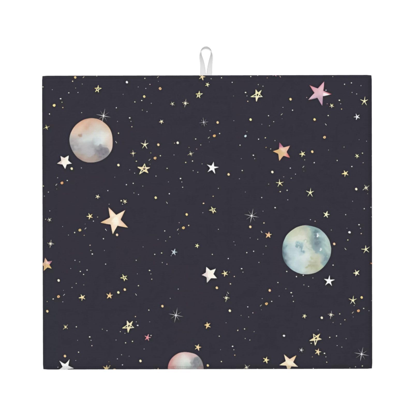 YYHWHJDE Galaxy Prints Kitchen Drying Mat - Absorbent Dish Drying Throw with Vibrant Prints, Quick-Dry Countertop Layer for Dishes & Appliances - Non-Slip & Foldable