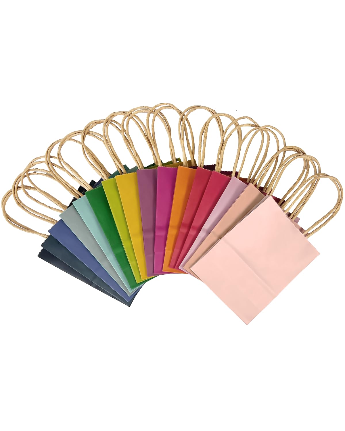 Gcardist 32 mini bolsas de papel con asas, 16 colores arcoíris, pequeño regalo para fiestas (12 x 6 x 15 cm, tamaño mini)