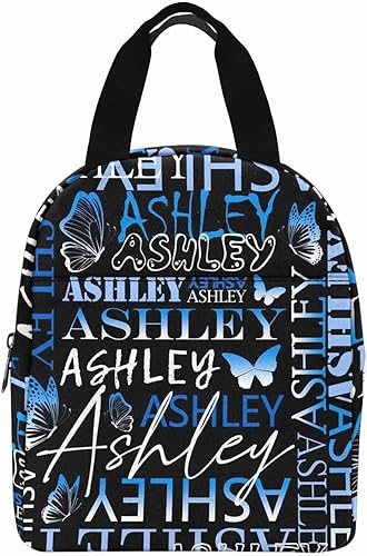 Miniatura 10 de InterestPrint Bolsa de almuerzo personalizada con nombre, lonchera de mariposa rosa degradada, regalo personalizado para nieta, nieto, sobrino