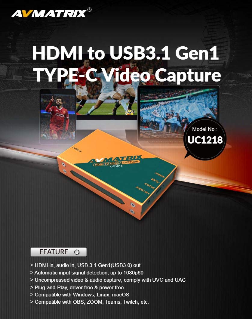 AVMATRIX キャプチャーデバイス UC1218 UC1218 | HDMI to USBビデオキャプチャー | AVMATRIX