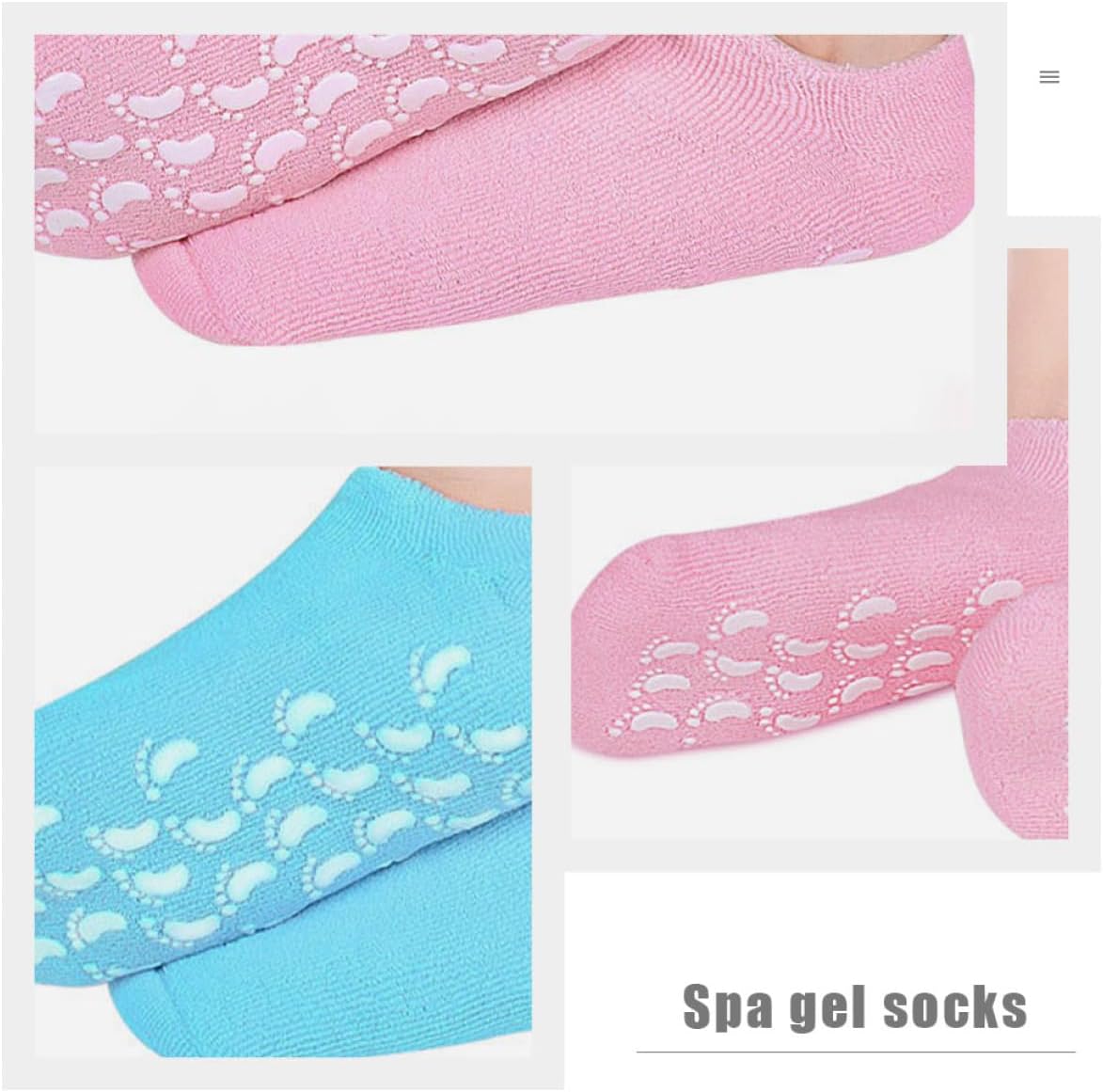 3 Pairs Moisturizing Foot Socks Cotton Polyurethane Gel Spa Socks