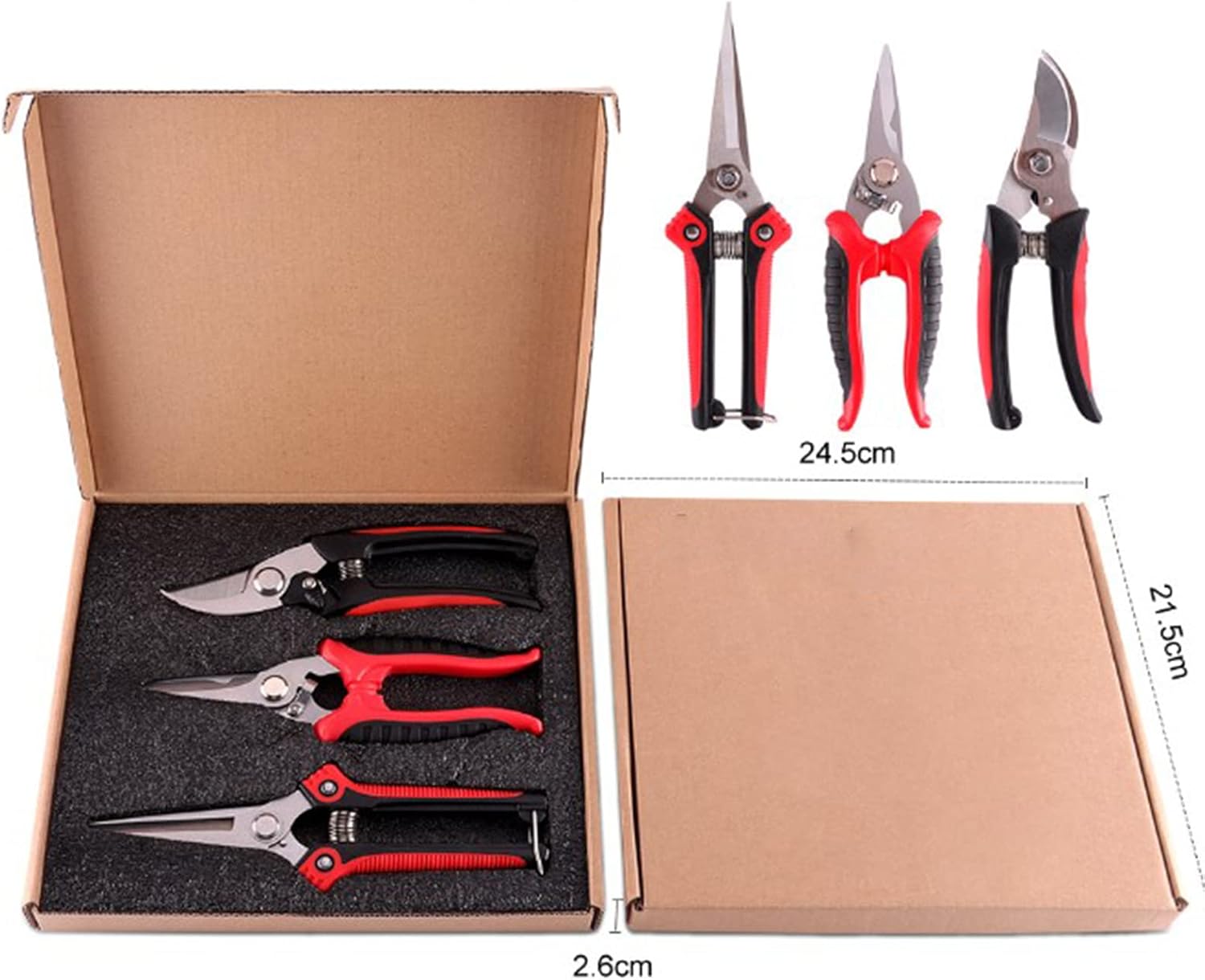 Wisecoco 3 Pack Garden Pruning Shears Stainless Steel Blades, Handheld Pruners Scissors Set Garden Bypass Pruning Shears for Pruning Trimming