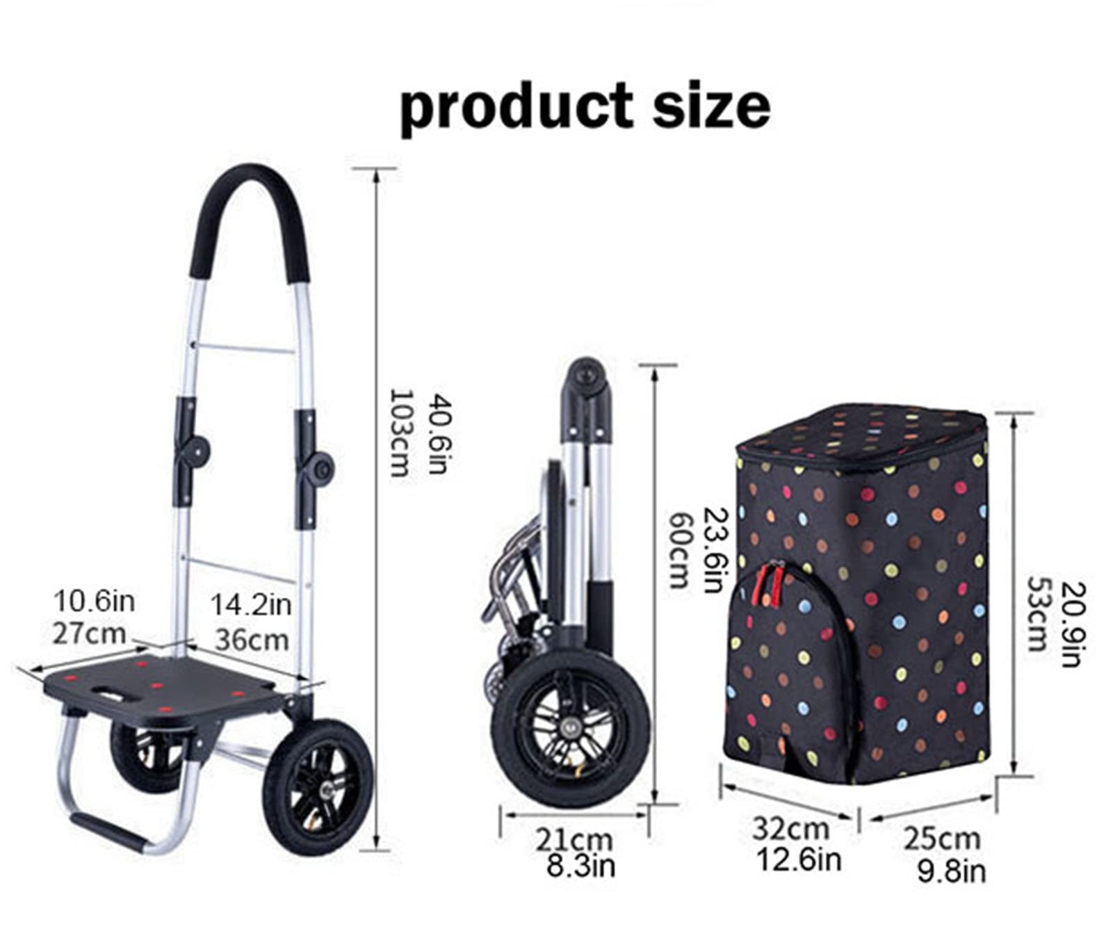 Amazon｜ポータブルショッピングトロリー、折りたたみハンドルトロリー