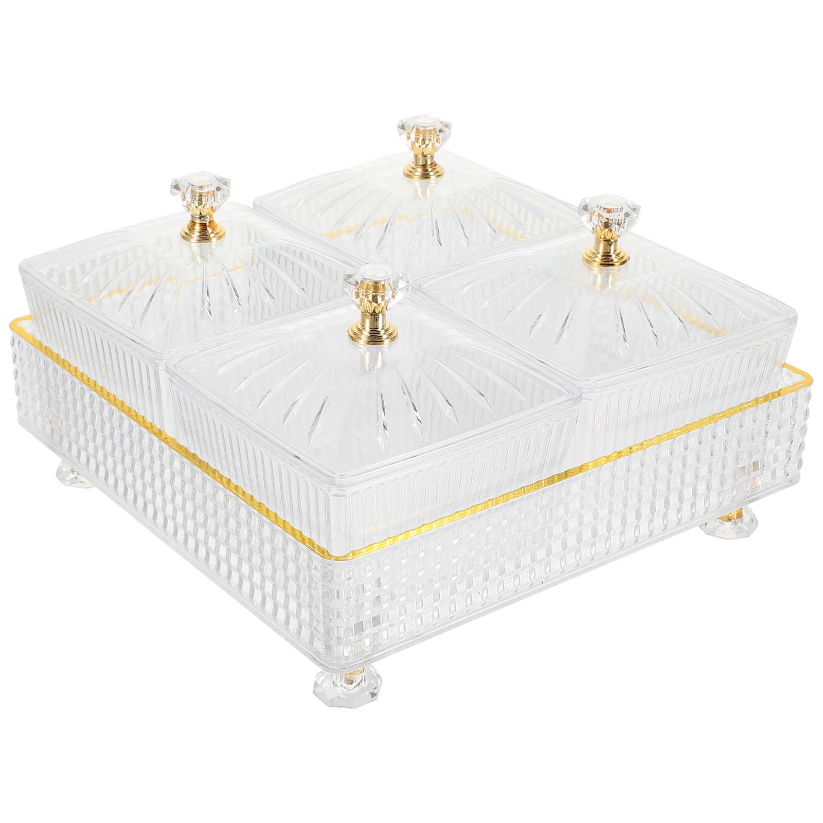 Plat de service snack transparent à 4 compartiments STOBAZA pour apéritif