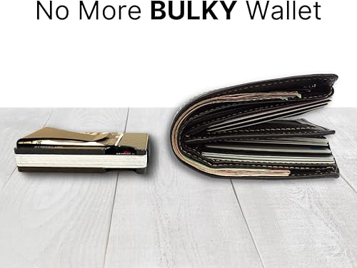 Miniatura 7 de Storus Billetera inteligente de piel, delgada, minimalista, con bloqueo RFID, clip para dinero, para hombres, regalo, padrinos de boda, graduación