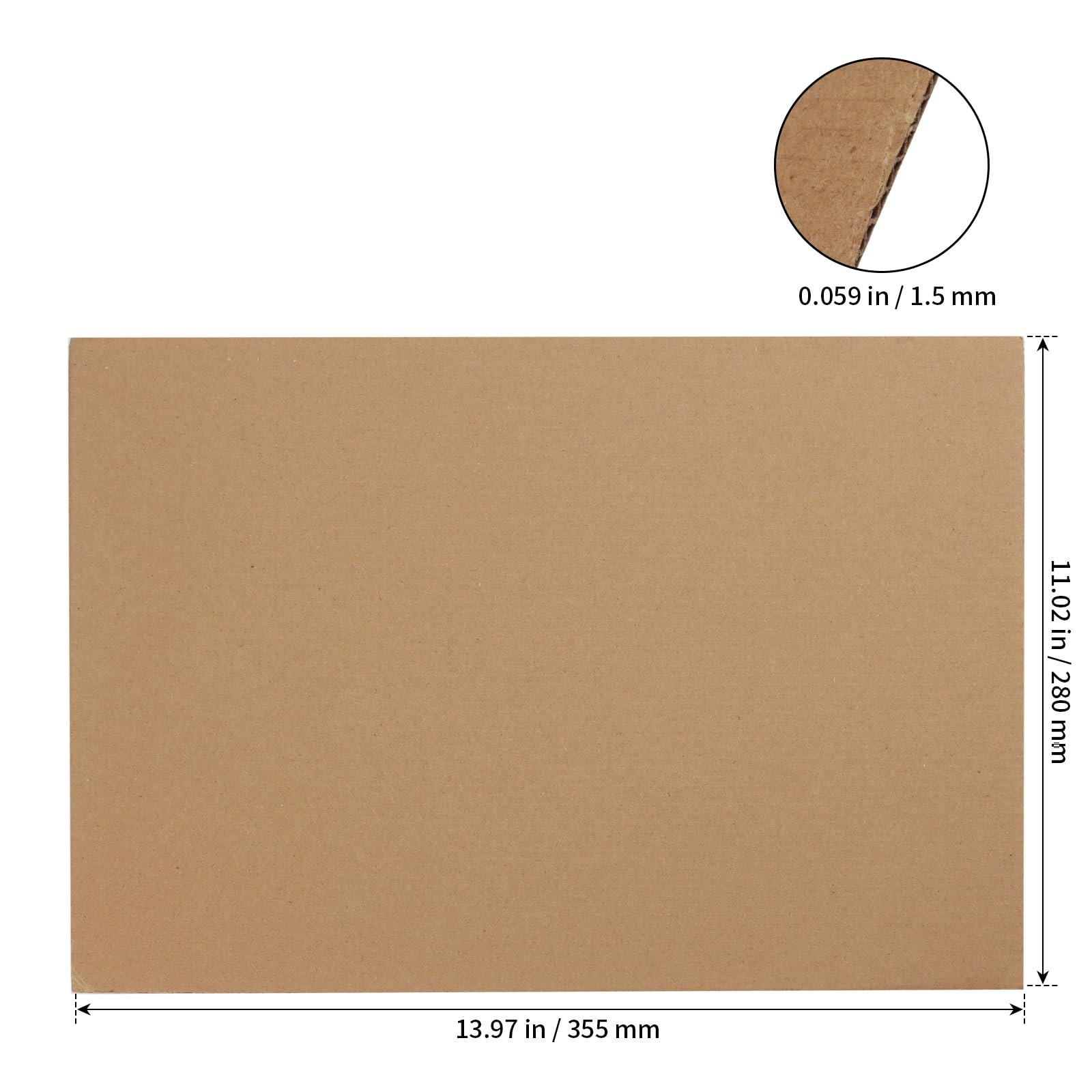 SHEUTSAN Caja de envío de cartón corrugado marrón, 100 piezas, 28,9 x 35,5 x 1,2 cm, para embalaje, manualidades, correo