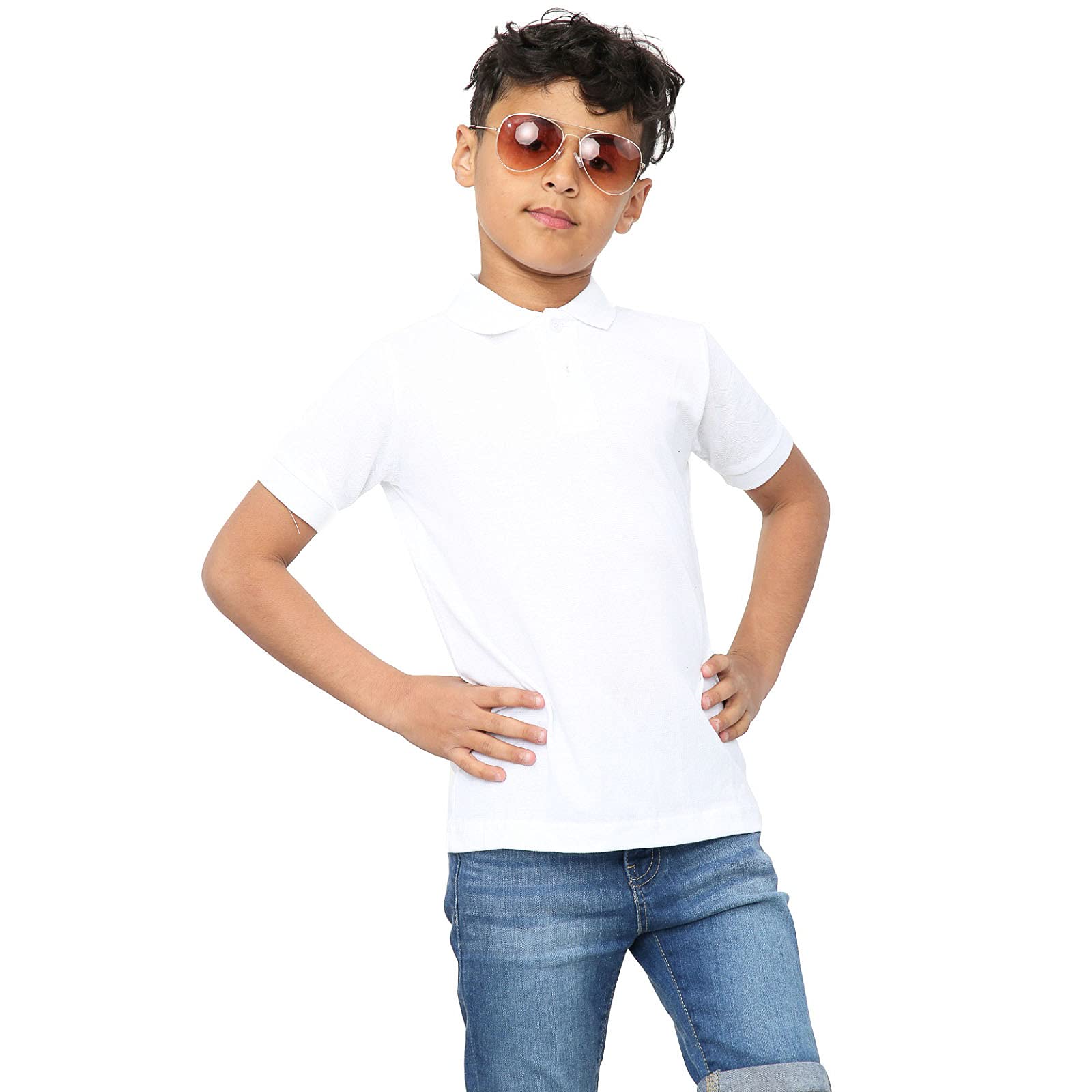 Generation-Gap Boys Girls Plain Polo Shirts Kids Summer Short Sleeve School T-Shirts Top (White, 13 Years, 13_Years)