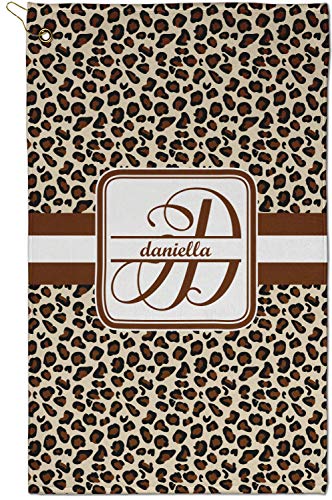 Rnk Shops Leopard Print Golf Towel - Poly-Cotton Blend - Small W/Name And Initial #TOP7