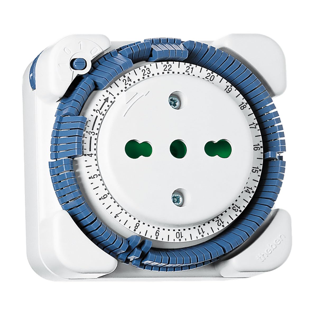 Theben 0260061 timer 26 - Interruttore orario analogico, timer da presa analogico, versione italiana, programma giornaliero, 400 W LED, per acquari, terrari, lampade da terra, safety-plus