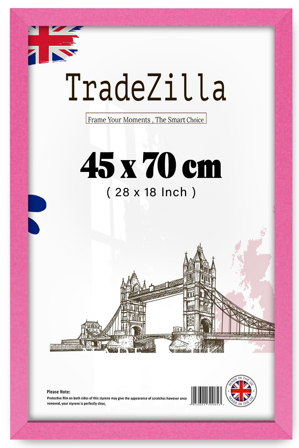 TradeZilla | Eton Wood 450 x 700 mm Frames - Large Pink 28" x 18" Perfect for Home, Office, (45 x 70 CM) [ Pink ]
