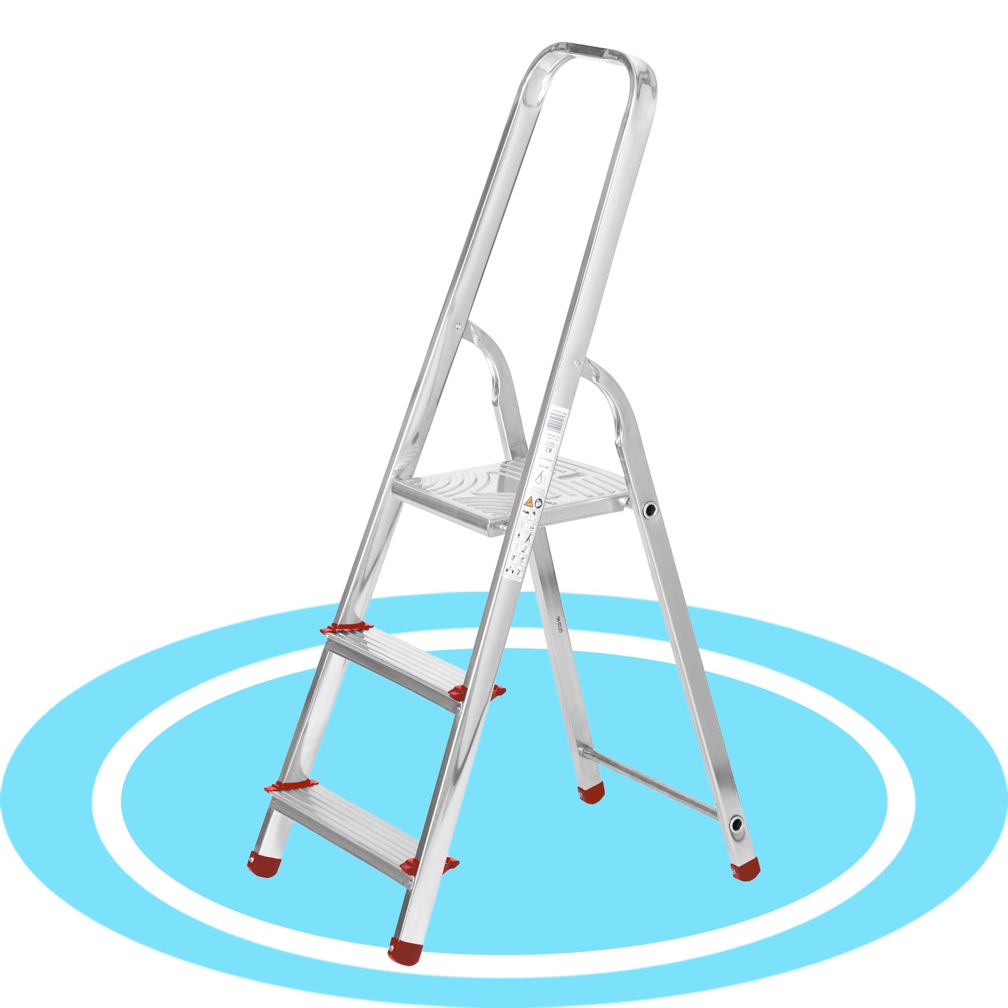 packer PRO Escaleras Plegables Aluminio de Tijera Super Resistente hasta 150Kg, Acero y Aluminio Antideslizantes, Altura de Trabajo hasta 260cm, 3 Peldaños
