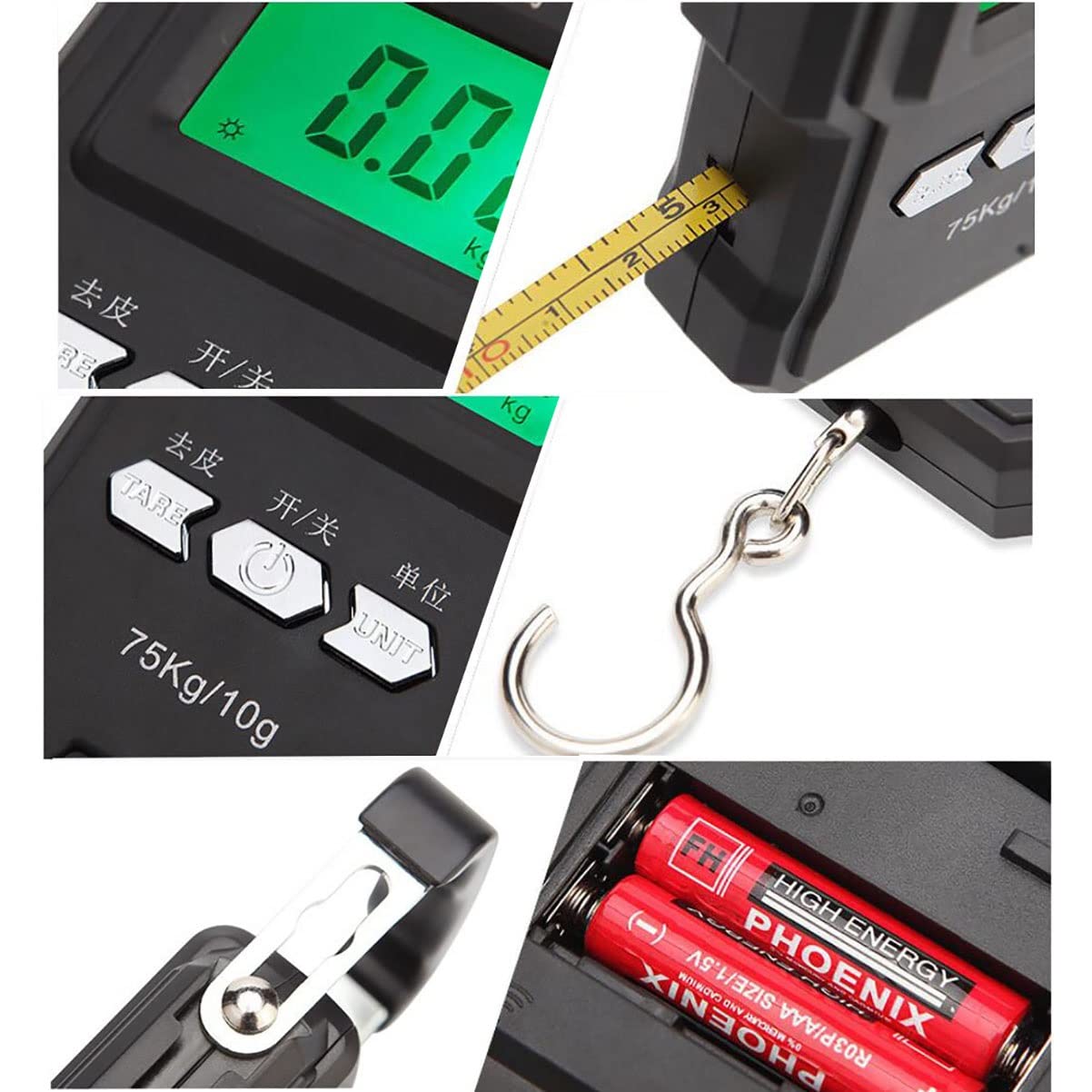Electronic Luggage Scales,Suitcase Weighing Scales,Electronic Hanging Scale Digital Mini Scale 75kg LCD Display Pocket Scale with Hook for Outdoor Fishing Luggage Weight Scales