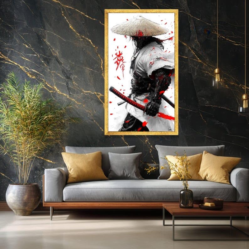 Tableau de samouraï sur toile de qualité supérieure avec cadre intérieur - 2