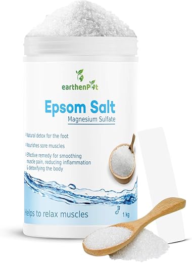 EarthenPot, Epsom Salt granule for Foot Bath Body Relax Muscle Relieves Aches Pain 1kg, 1000 gram