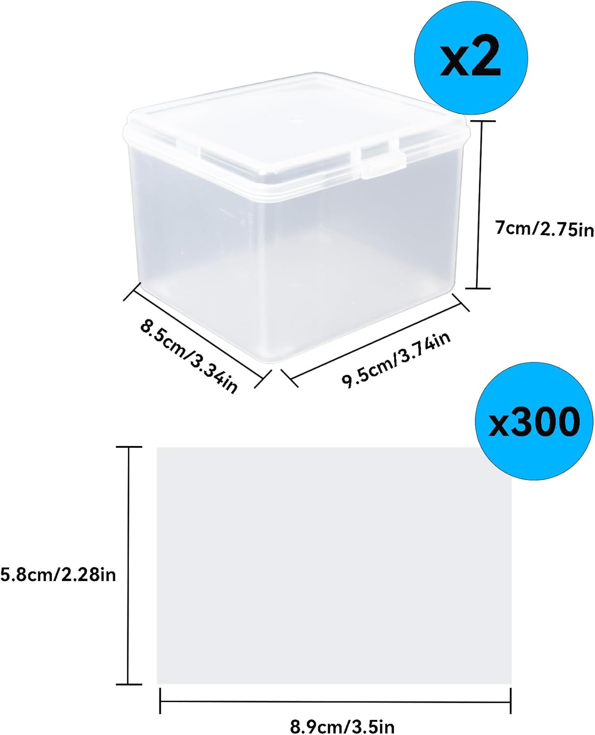Klmnop 300 Pcs Kpop Photocard Sleeves with Storage Boxes, 58x89mm Clear Card Sleeves, Idol Photo Cards Protector & Trading Card Protector(300 PCS & 2 Boxes)