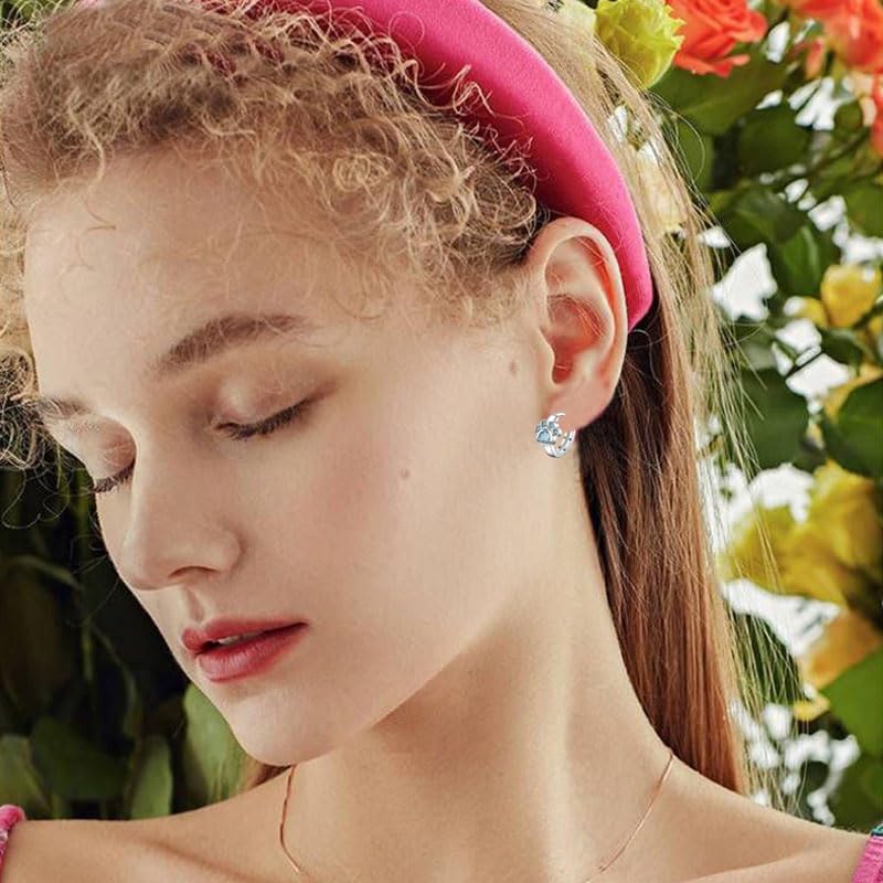 Cubic Zirconia Dog Paw Small Hoop Earrings for Women Dainty Blue Crystal Huggie Earring Puppy Cat Paw Hoop Earrings Trendy Pet Lovers Gifts - Image 2