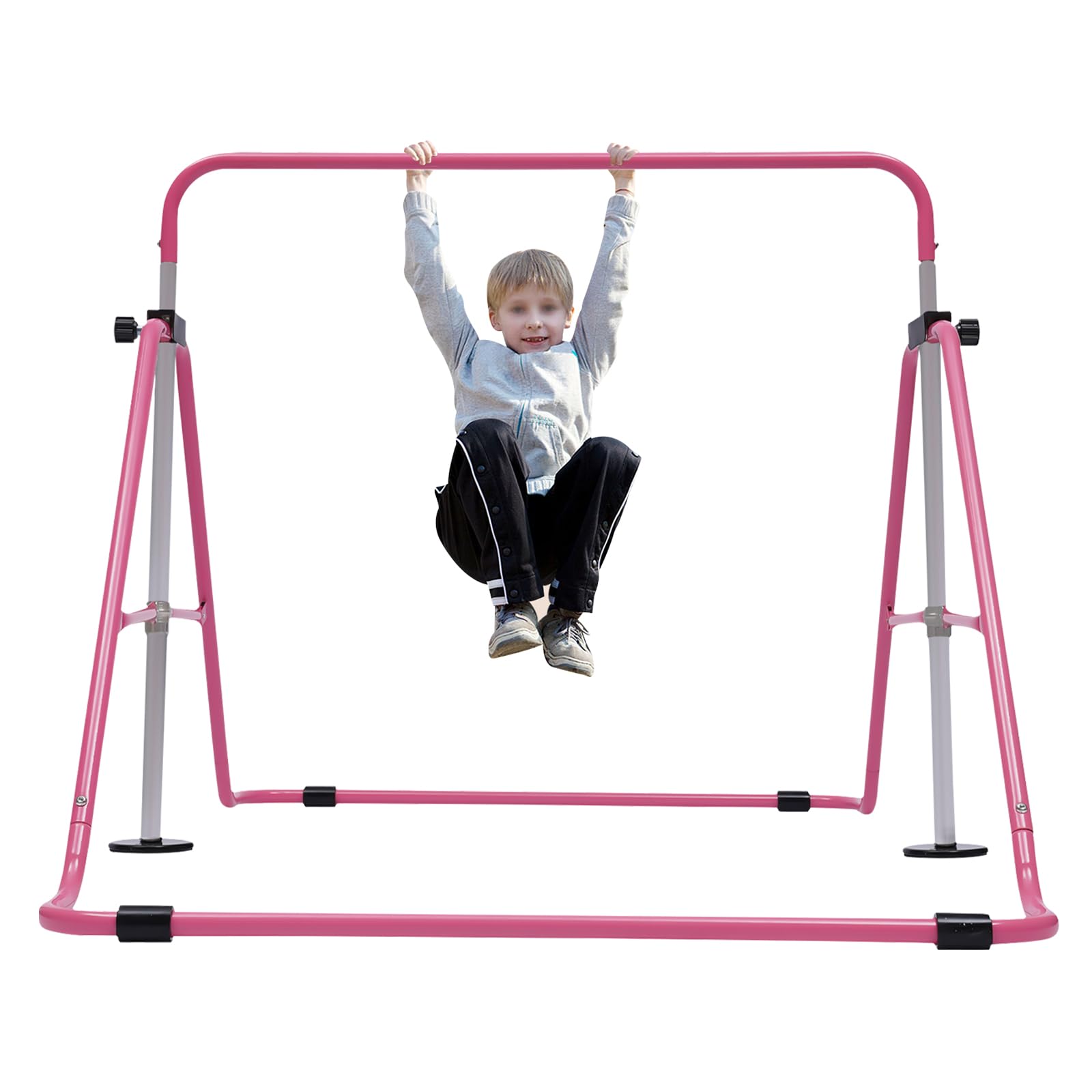 Tagtuell Turnrek voor kinderen, outdoor rek, horizontale trainingsbar, evenwichtsbalk, in hoogte verstelbaar, rekstang voor turnen voor meisjes en jongeren, max. belastbaarheid 220 kg, roze