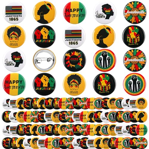 Sotiff 200 Pcs Juneteenth Buttons Pins Bulks 1 Inch Freedom Day Metal Round Badges Black History Party Favors Juneteenth Independence Day Pinback Buttons for Women Men Backpack Jackets Bags