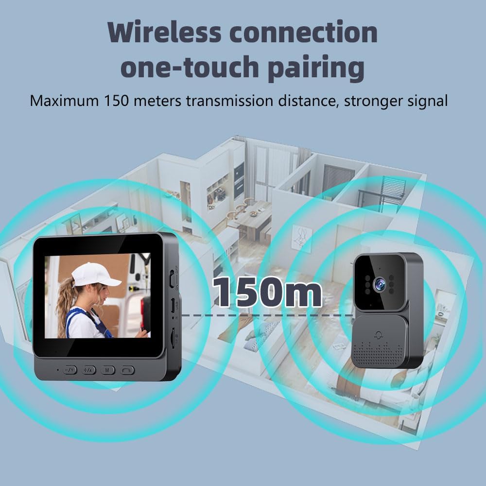 Ablink Doorbell Camera Wireless, Night Vision,4.3-inch IPS Display Video Doorbell with Camera, No Subscription, No APP and WiFi Required, Low Power Consumption,Two-Way intercom, Easy to Install