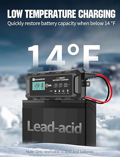 Miniatura 8 de ECO-WORTHY 10-Amp 12V Smart Fully Automatic Battery Charger Maintainer Trickle Charger for Lead Acid LiFePO4 Battery Car Motorcycle Marine