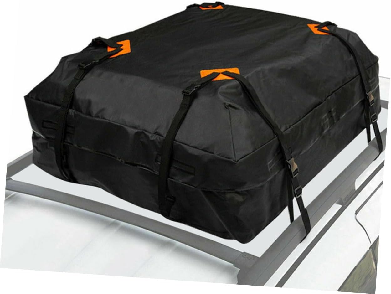 Car Cargo Roof Bag with Non-Slip Mat Oxford Vehicle Rooftop Carrier Luggage Storage for Travel Fits Cars with Without Roof Rack Secure Strap Design