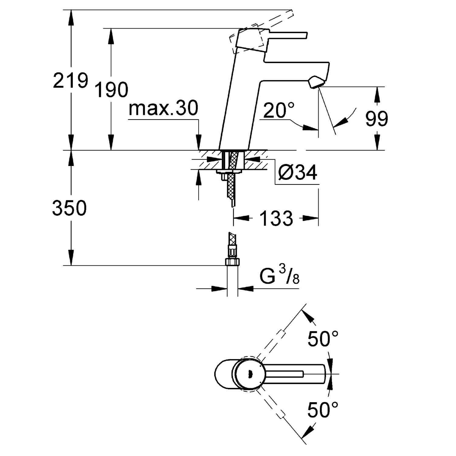 GROHE 23451001 Mitigeur lavabo Concetto