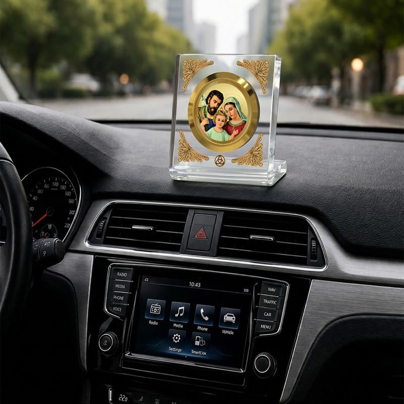 Image of DIVINITI 24K Gold Plated Religious Car Dashboard Frame | Premium God Idol Frame for Car, Home Mandir & Office Table | Spiritual Gift, Decorative Showpiece