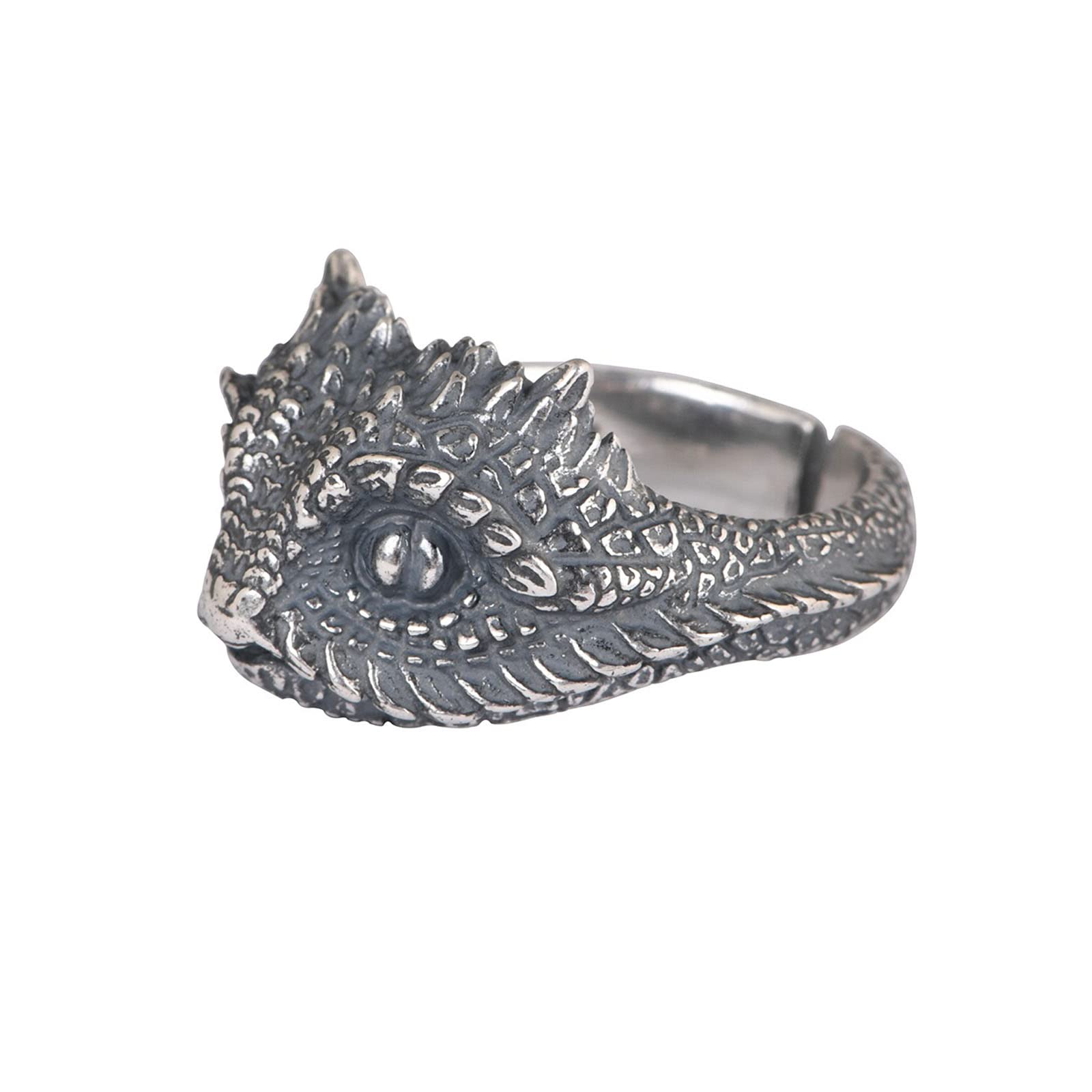 Bague lézard en argent S925, anneau rétro ajustable pour homme