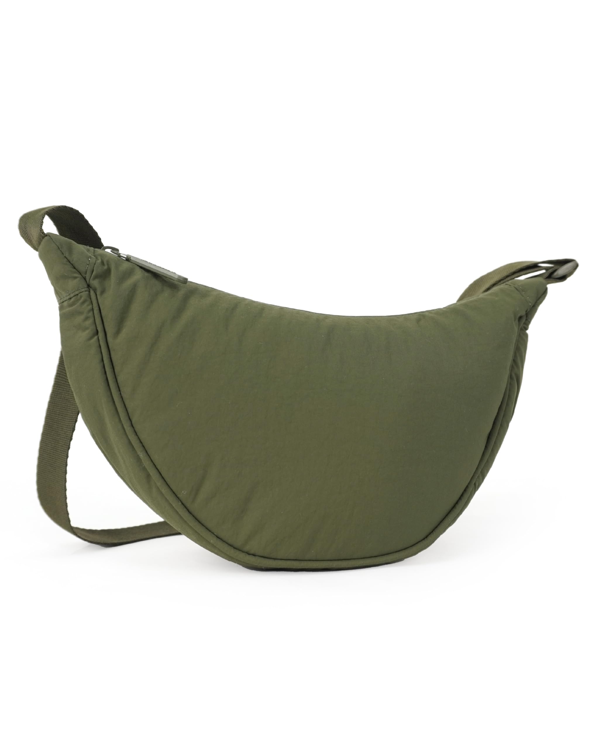 Crossbody Bags for Women and Men - Slim & Stylish, Luxury Nylon Fabric, Branded Zippers - Small Side Half Moon Sling Bag & Waist Bag, Unisex Chest Bag (Olive Green, Half Moon Sling)-image-3