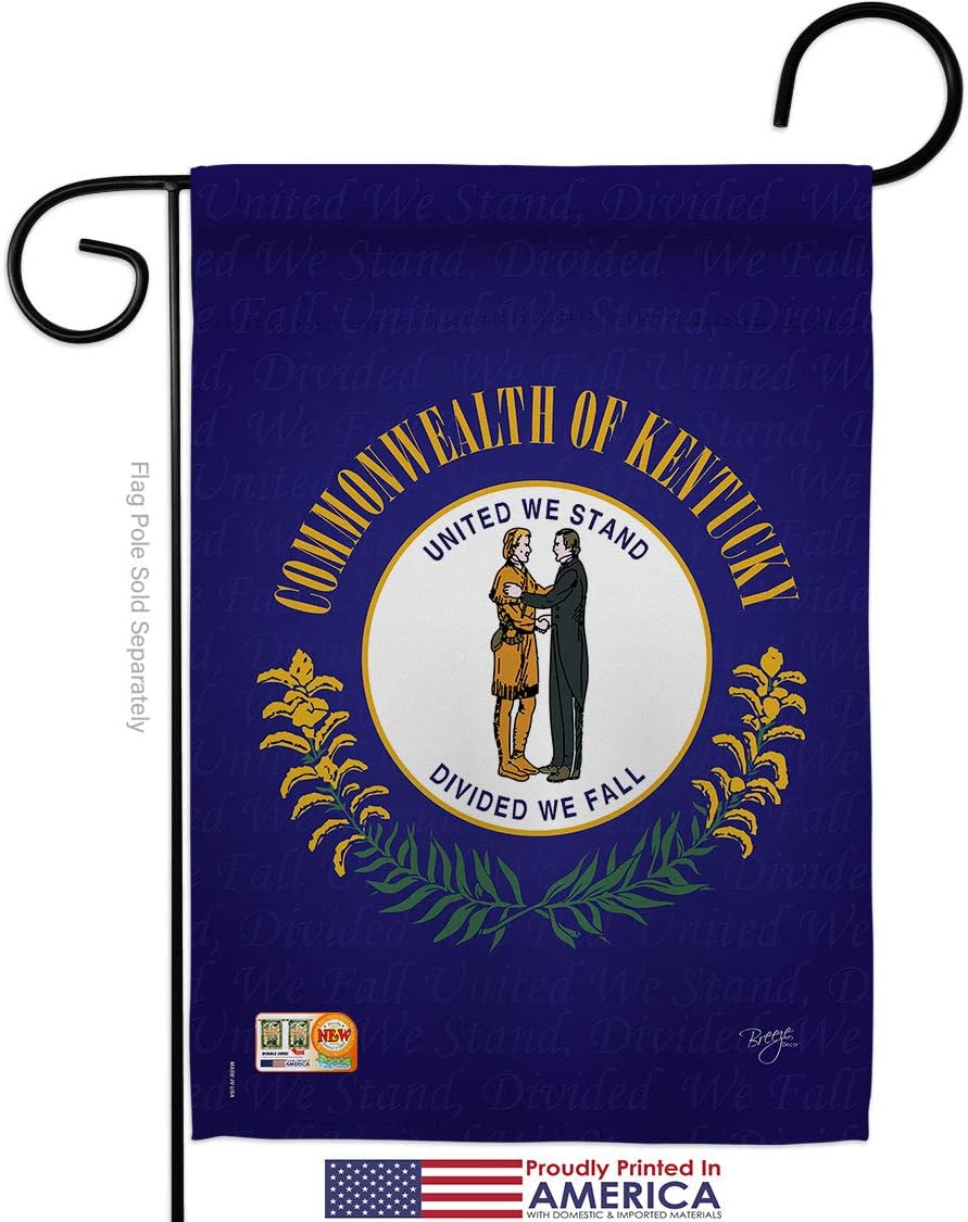 Kentucky Garden Flag Set Wall Holder Americana States USA American Territories Republic Country Particular Area Small Decorative Gift Yard House Banner Made In 13 X 18.5
