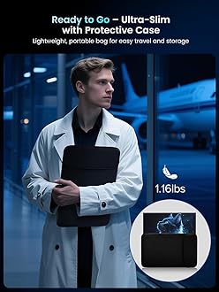 UPERFECT Portable Monitor 18.5 inch 120HZ 125% sRGB 1080P w/VESA & Stand, Large Portable Monitor FreeSync IPS HDR Gaming Display, HDMI USB C Travel Second Screen for Laptop MacBook