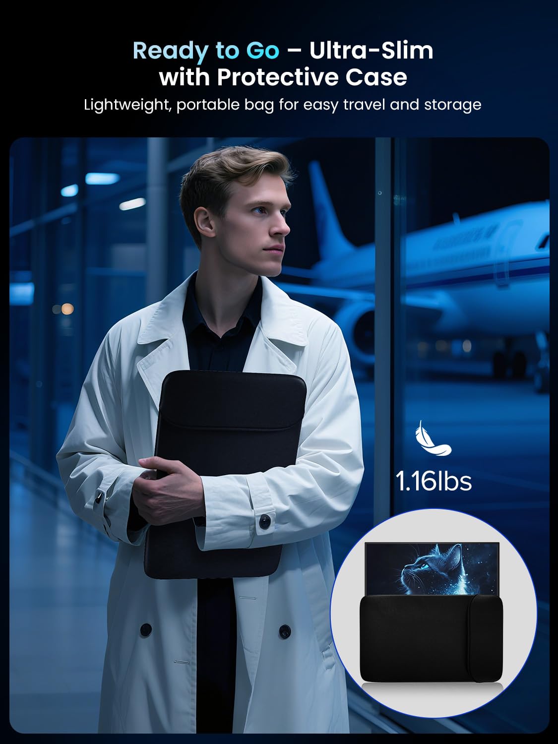 UPERFECT Portable Monitor 18.5 inch 120HZ 125% sRGB 1080P w/VESA & Stand, Large Portable Monitor FreeSync IPS HDR Gaming Display, HDMI USB C Travel Second Screen for Laptop MacBook