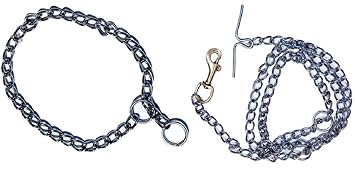 Tame Love Combo Stainless Steel Dog Chain and Choke Collar for Heavy Dogs with Brass Hook (30-45kg)