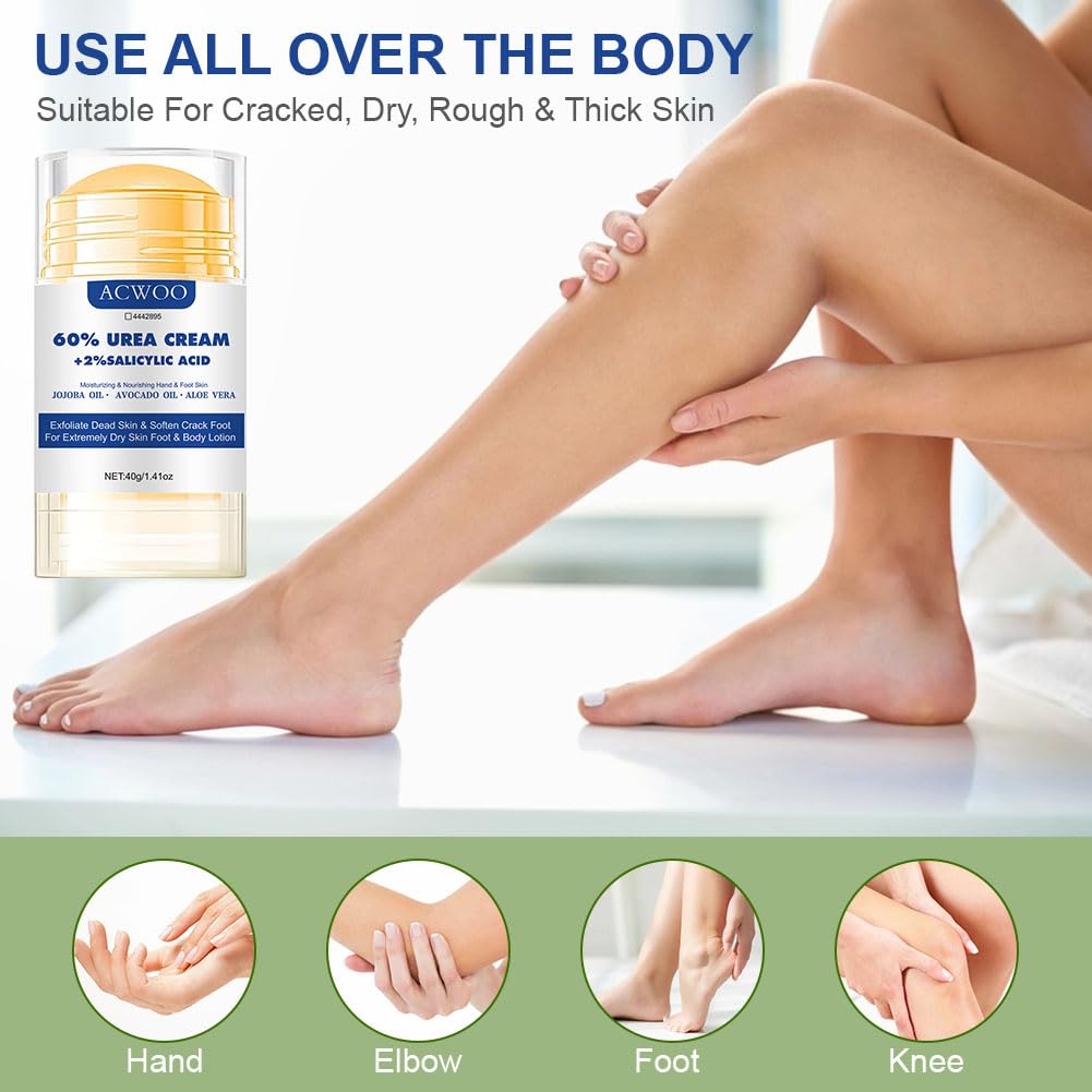 ACWOO Crema Piedi Urea 60%, 40g Crema Talloni Screpolati, Crema per Piedi e Mani e Screpolati Rimozione e Ammorbidimento Dei Calli，Crema Idratante per Perpelli Screpolate, Spaccate e con Ragadi