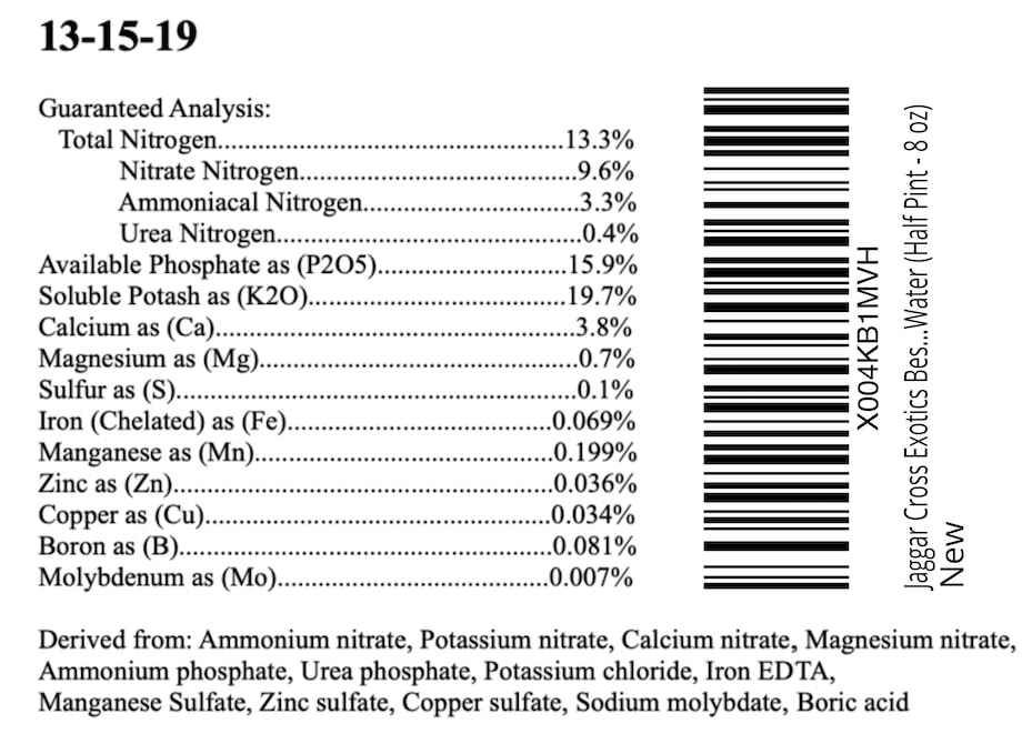 Jaggar Cross Exotics Fertilizante Líquido 8 oz Orquídeas miniatura 3
