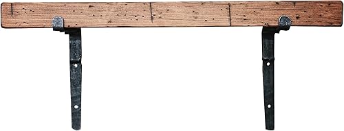 Peaceful Classics - Estante flotante rústico de madera - Estante montado en la pared con soportes de hierro estantes para decoración de pared