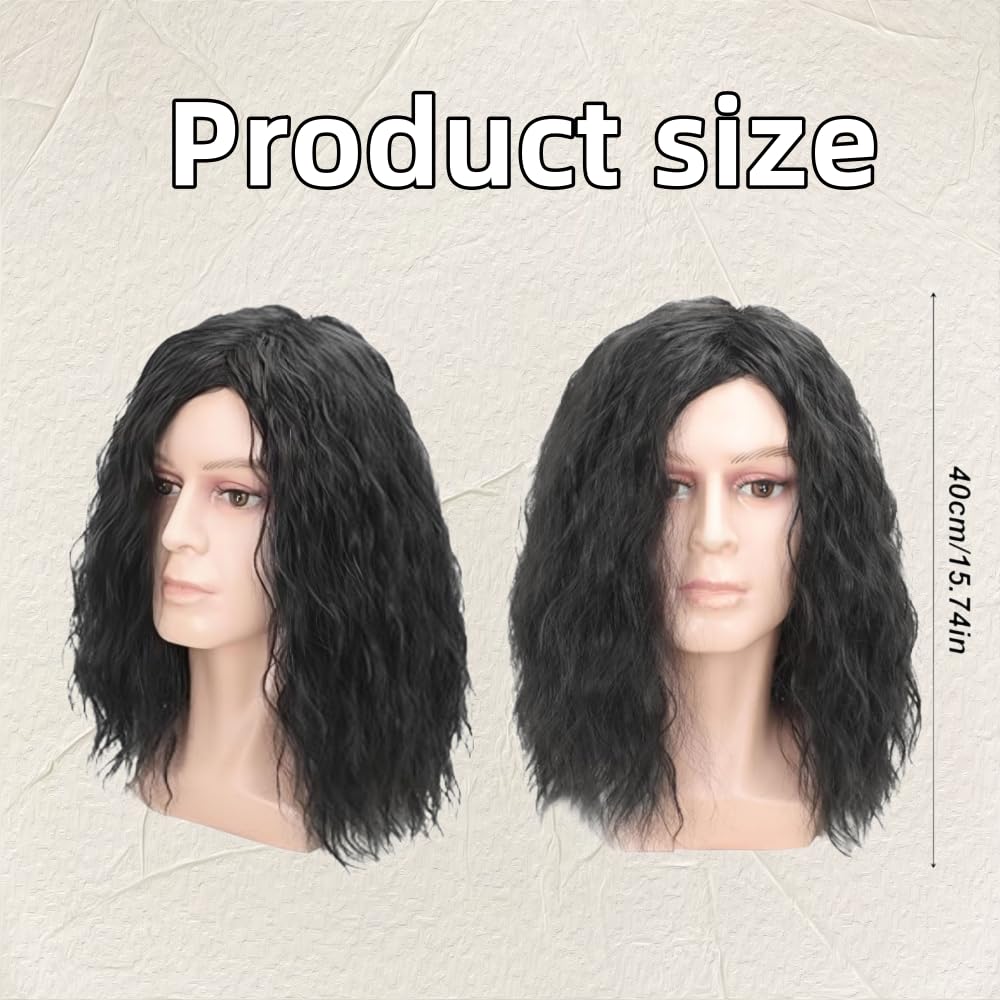 SDXCJY Mens Long Black Wig Mid Length Curly Hair - Image 2
