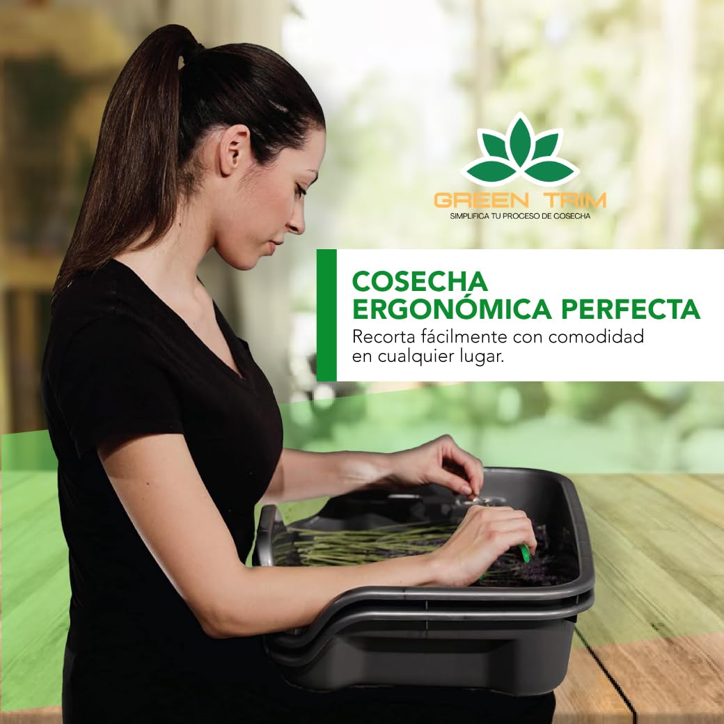 Green Trim-Bandeja de Recorte y recolección XXL, 150 micras de Malla tamiz de Polen, Comodidad para el Trimming Manual con Huecos ergonómicos, Doble Bandeja tamizador. Herramientas Cosecha Incluidas