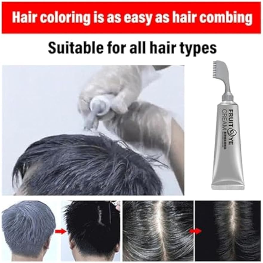 Black Fruit Hair Dye Cream for Grey Hair Coverage - Natural, For Men and Women (Dark Brown)