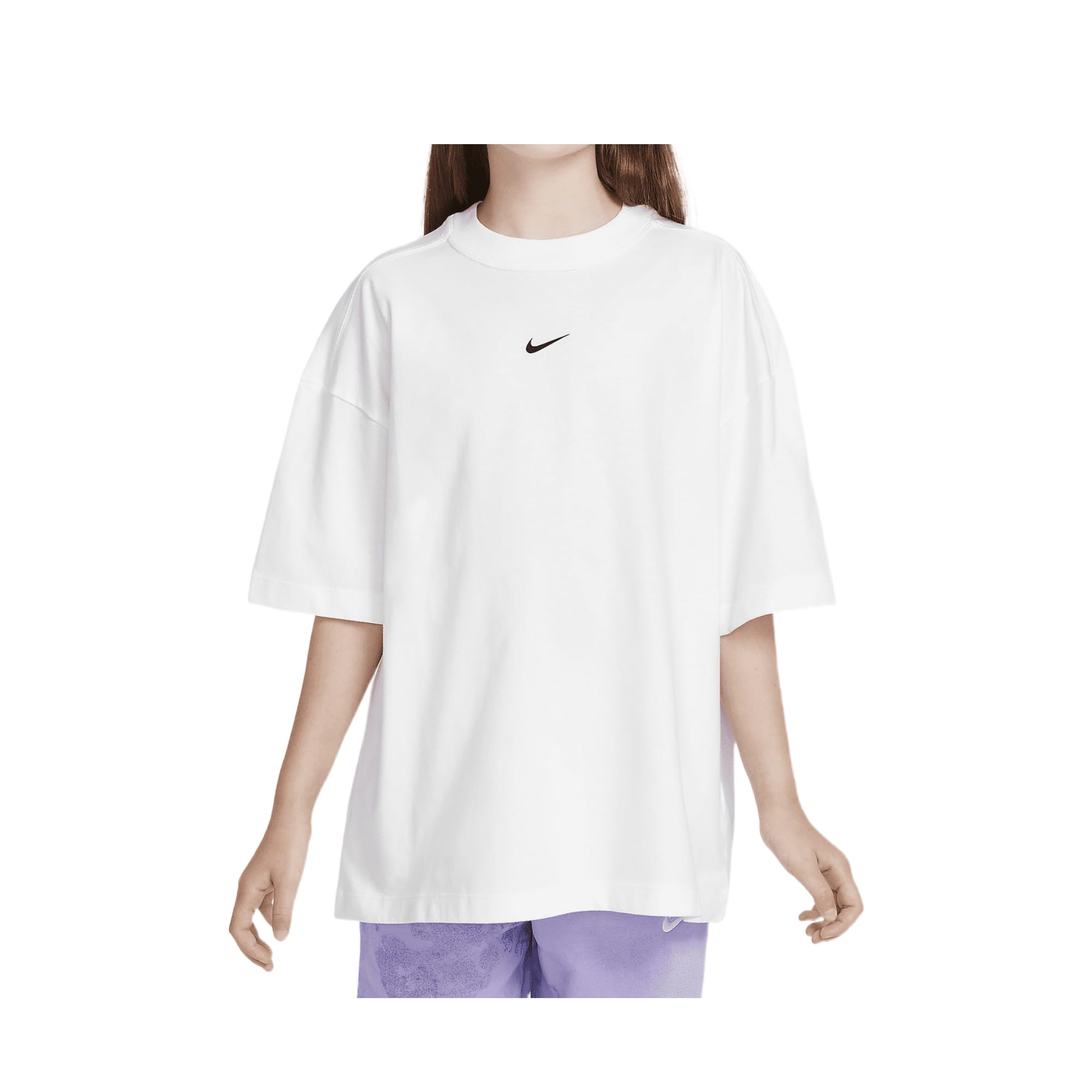 Nike Sportswear Big Kids' (Girls') Oversized T-Shirt (White, FZ5570-100) Size X-Small