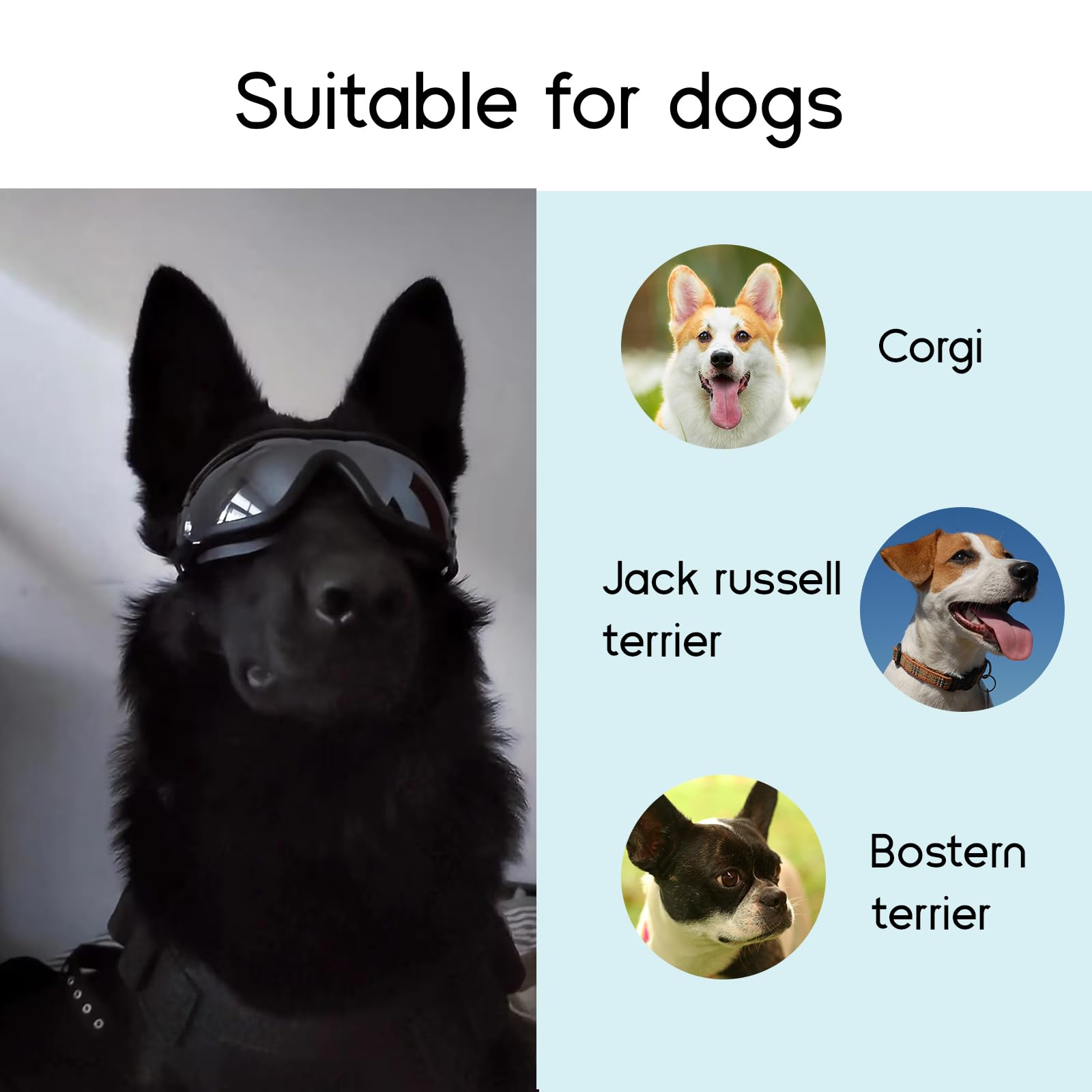 Occhiali da Sole per Cani Badaren Protettivi Uv, Occhiali per Animali Domestici Medio/Grande