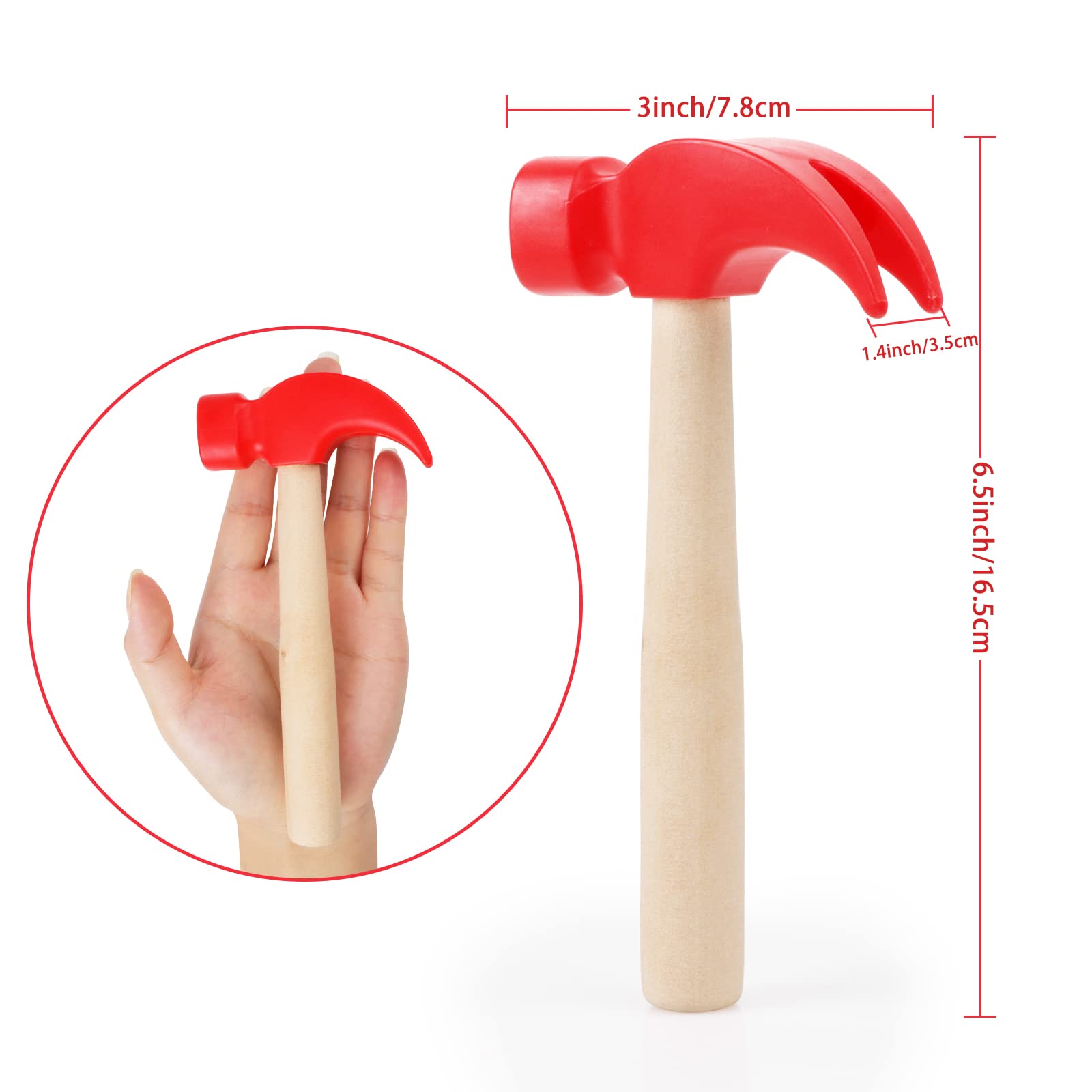 Juguetes de martillo de madera, martillos de simulación, herramientas de mantenimiento, juguetes educativos para niños, suministros de juegos de fiesta de cumpleaños 2