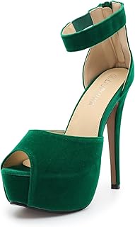 Women's Ankle Strap Platform High Heels Sexy Stiletto Heels Wedding Bridal Peep Toe Pumps Heeled Sandals Dress Shoes