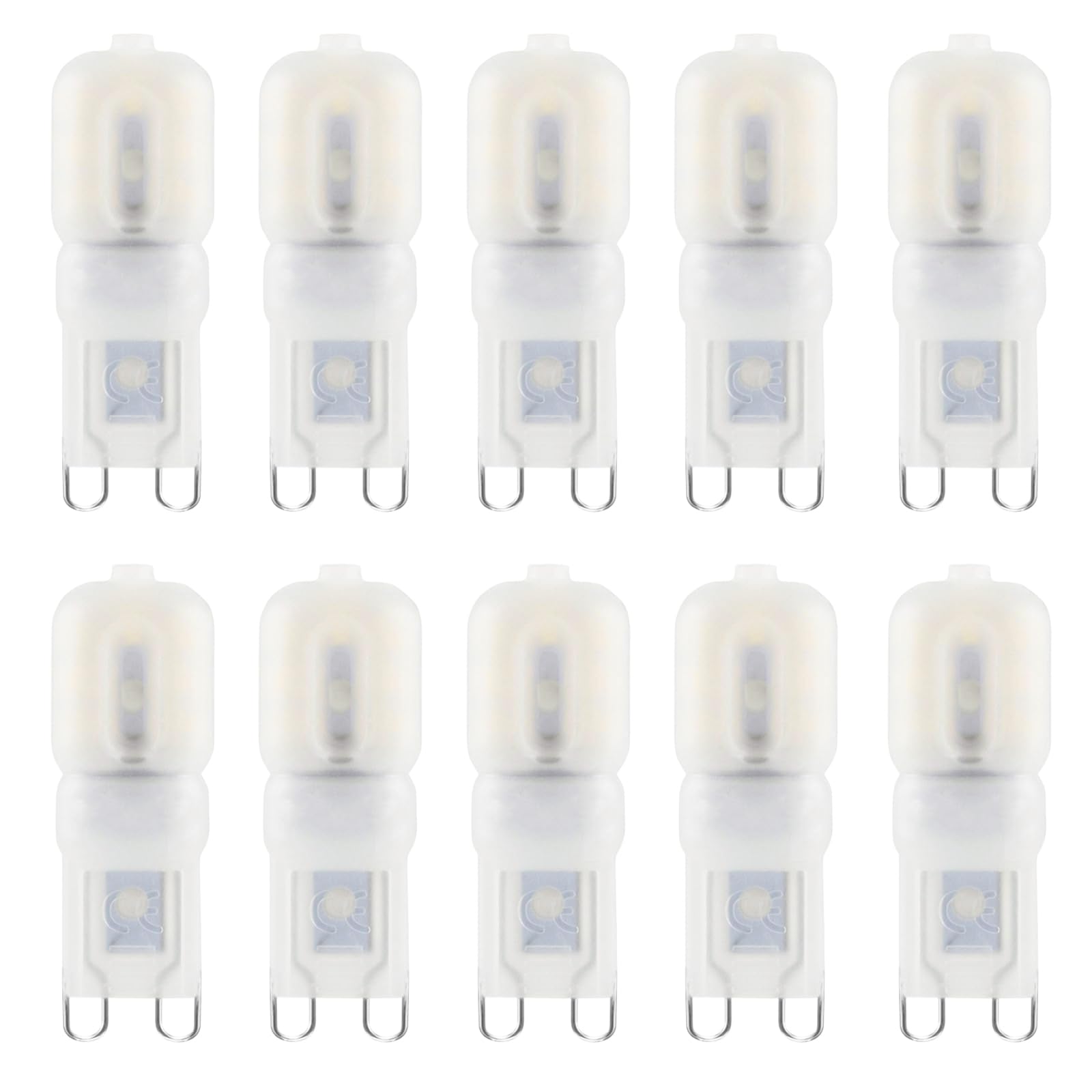 G9 LED Bulbs 3W Energy Saving Lamps with Frosted Plastic Cover,6000K Cold White Light, Replace 30W Halogen Bulb, 300 Lumens, 360° Beam Angle, AC 220V, Non Dimmable, Pack of 10