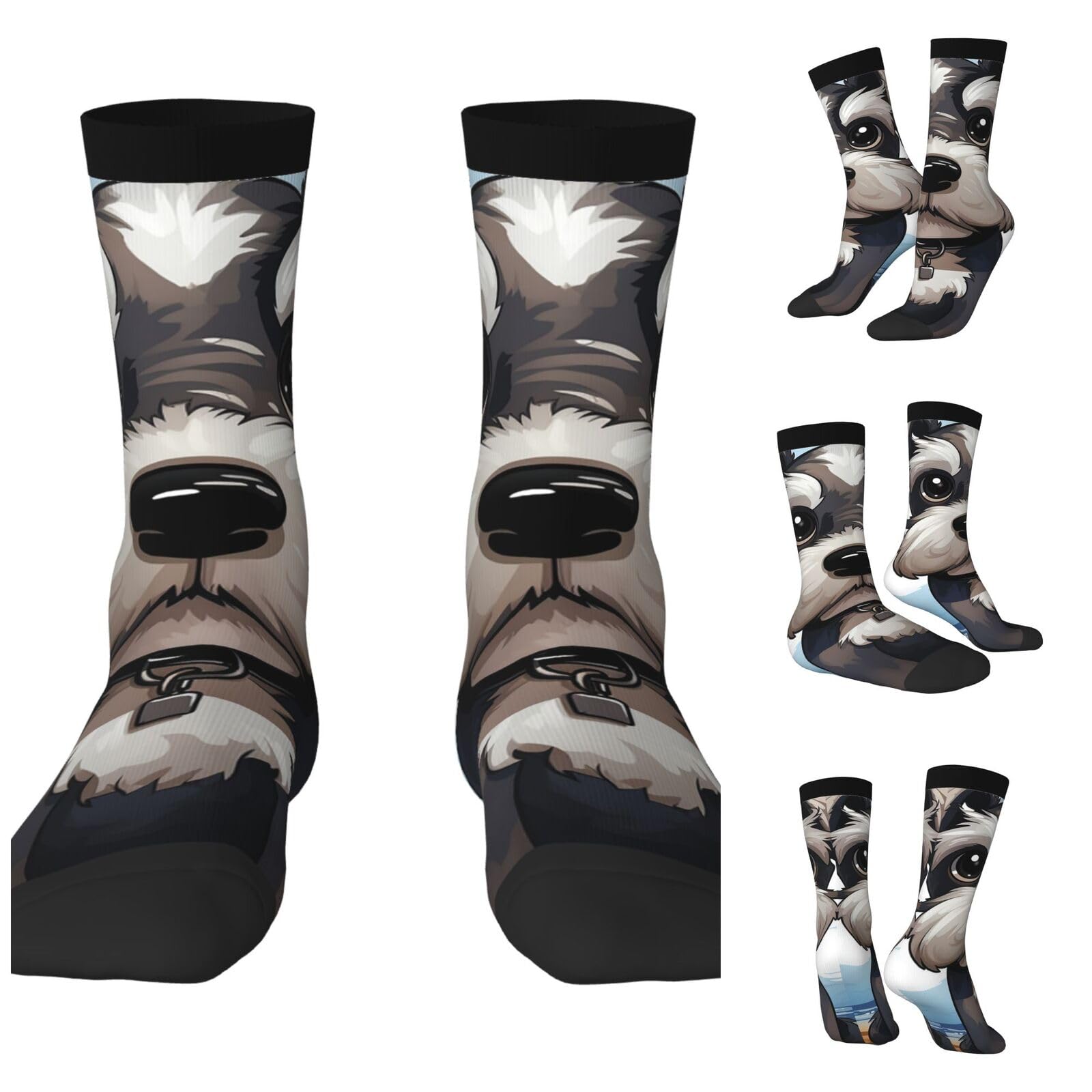 LZQPOEAS adorable schnauzer Athletic Socks Unisex Cushioned Crew Socks Hiking Running Calf Sock Soft Above Ankle Sock