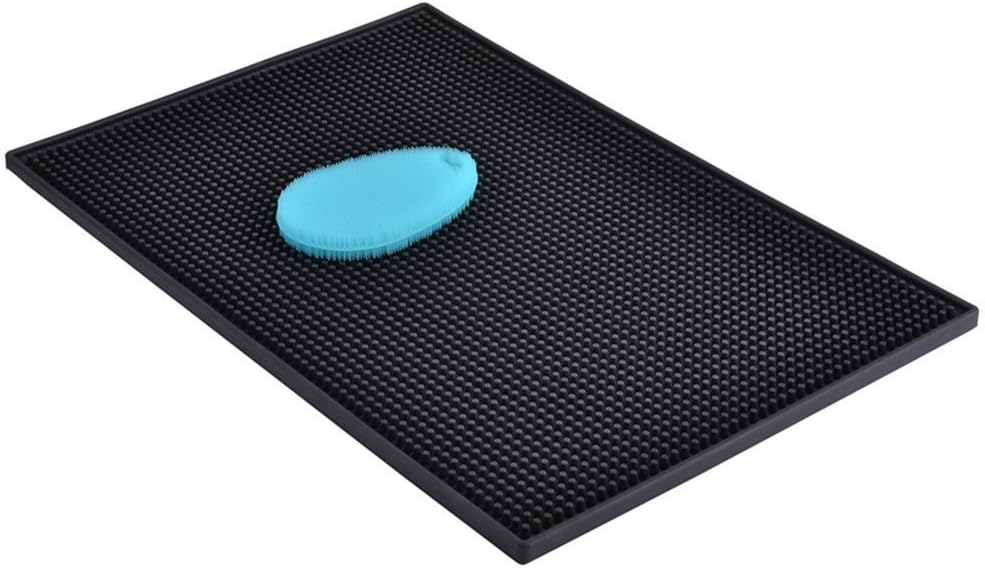 TFLASHS Silicone Dish Drying Mat with dish strainer bar mat rubber drip mat XL 17.8 X 11.8''- Black