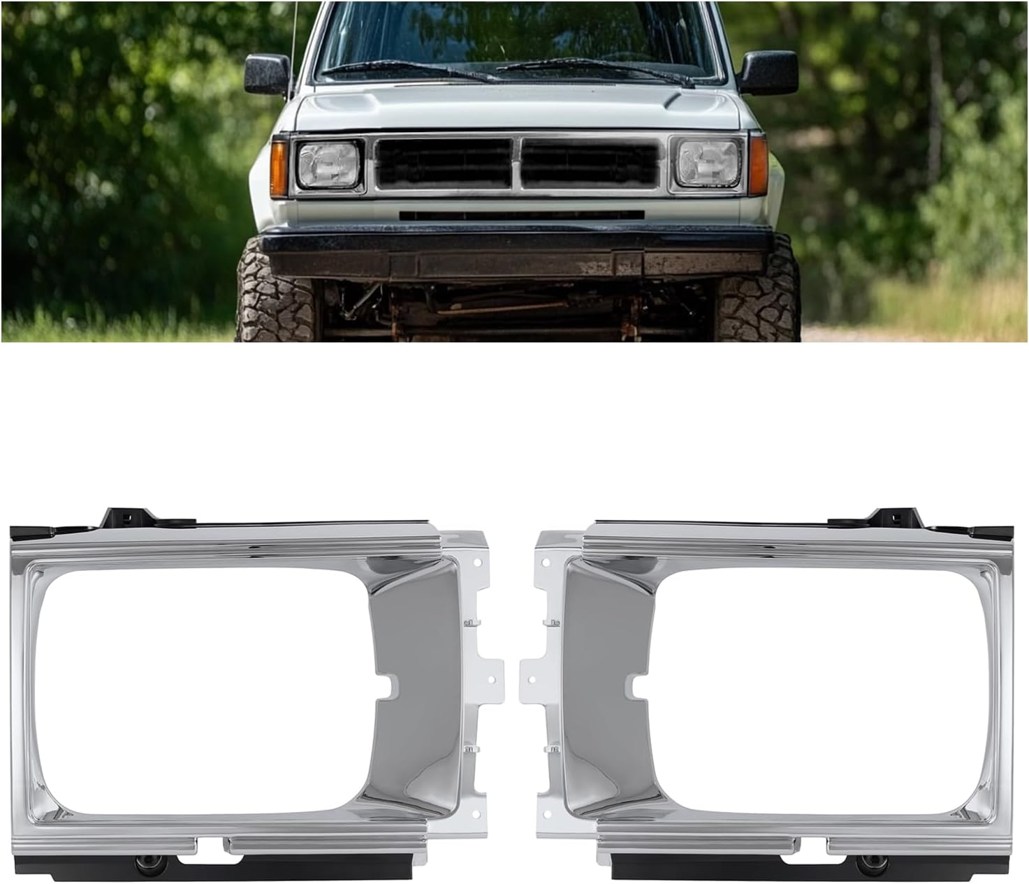 HECASA Pair Headlight Door Bezels Set Compatible with 1984-1986 Toyota Pickup / 4Runner / SR5 Turbo Headlamp Door Cover Trim Driver & Passenger Side Plastic(ABS) Silvery+Black