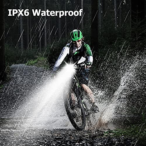 EBUYFIRE 3000 Lumens USB Rechargeable Bike Lights Set, 6 LED Super Bright Bicycle Headlight Front Lights and Rear Taillight, 5 Light Modes 5200 mAh Fits all Bicycles, Mountain,Road